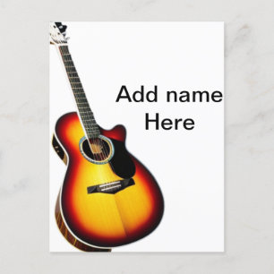 Add you name text brown acoustic guitar editable t postcard