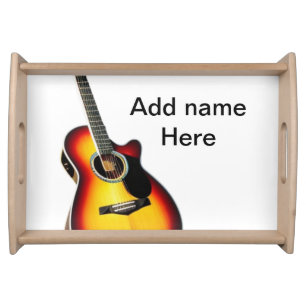 Add you name text brown acoustic guitar editable t serving tray