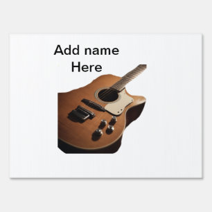 Add you name text brown acoustic guitar editable t sign