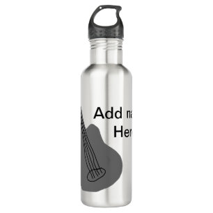 Add you name text brown acoustic guitar editable t stainless steel water bottle