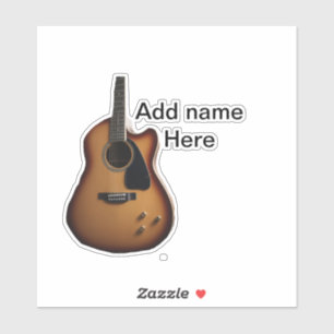 Add you name text brown acoustic guitar editable t sticker