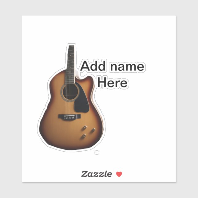 Add you name text brown acoustic guitar editable t sticker (Sheet)