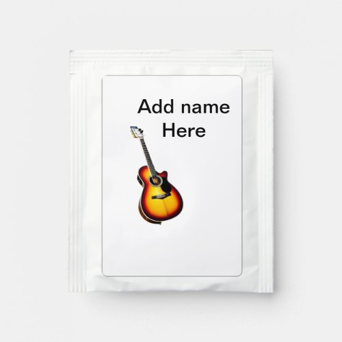 Add you name text brown acoustic guitar editable t tea bag drink mix