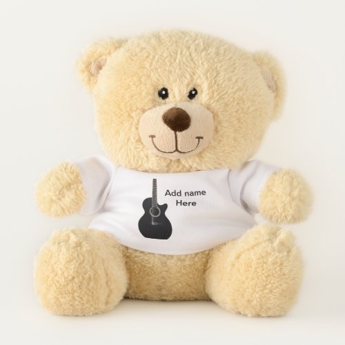 Add you name text brown acoustic guitar editable t teddy bear