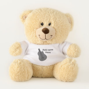 Add you name text brown acoustic guitar editable t teddy bear