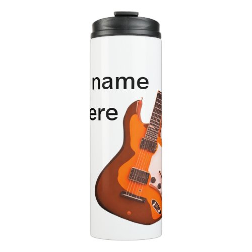 Add you name text brown acoustic guitar editable t thermal tumbler
