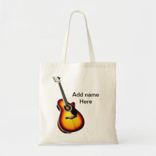 Add you name text brown acoustic guitar editable t tote bag