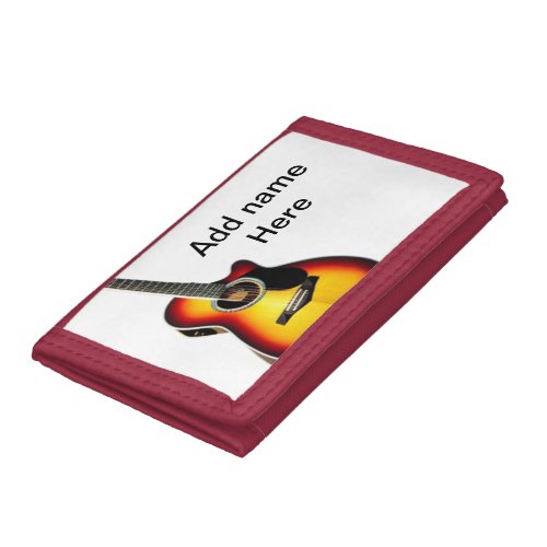 Add you name text brown acoustic guitar editable t trifold wallet