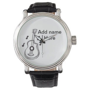 Add you name text brown acoustic guitar editable t watch