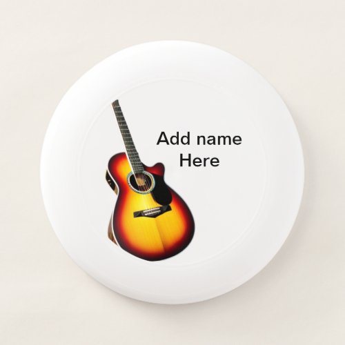 Add you name text brown acoustic guitar editable t Wham_O frisbee