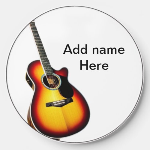 Add you name text brown acoustic guitar editable t wireless charger 