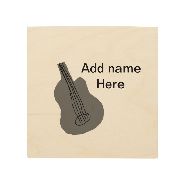 Add you name text brown acoustic guitar editable t wood wall art (Front)