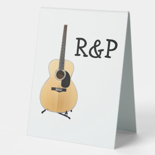 Add you name text brown acoustic guitar editable table tent sign