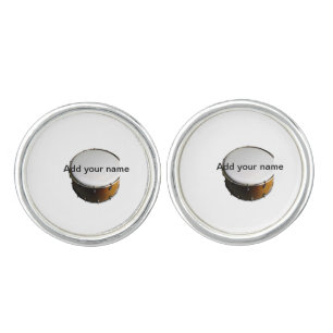 Add you name text brown black drum beats stick cufflinks