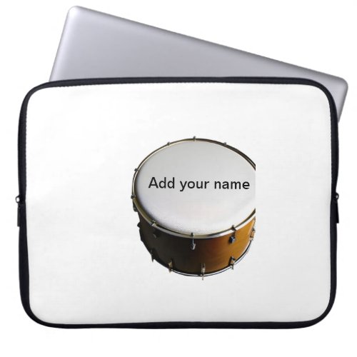 Add you name text brown black drum beats stick laptop sleeve