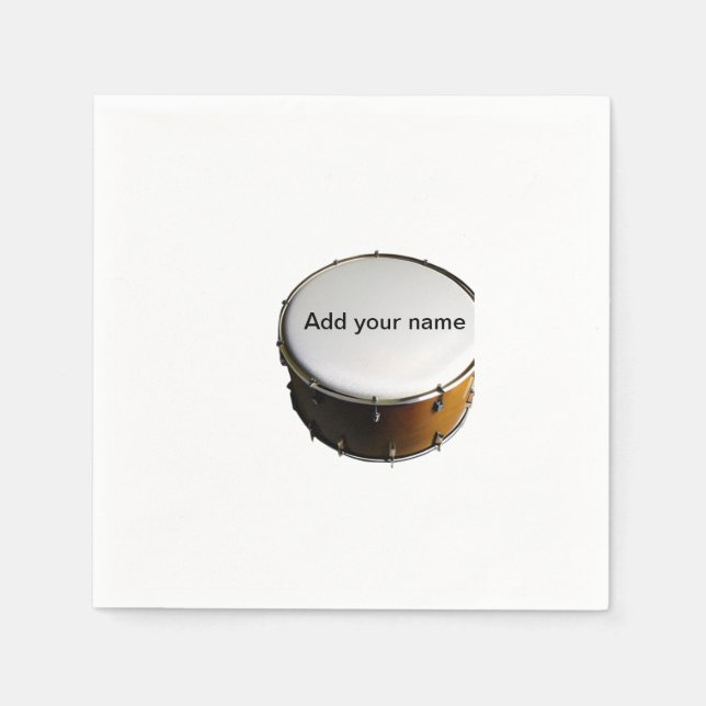 Add you name text brown black drum beats stick napkins (Front)