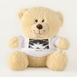 Add you name text brown black piano keys teddy bear