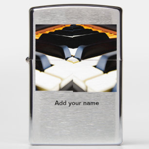Add you name text brown black piano keys zippo lighter