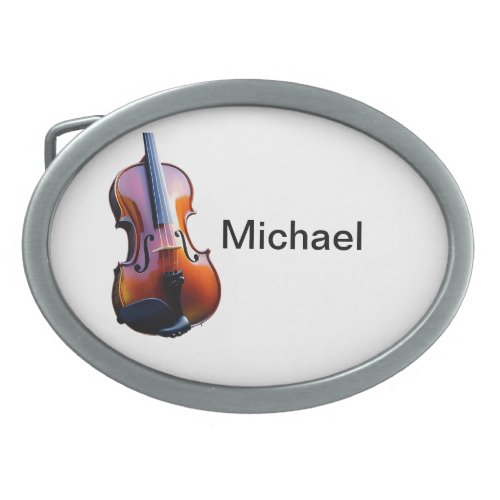 Add you name text brown violin music lover belt buckle