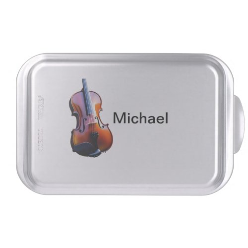 Add you name text brown violin music lover cake pan