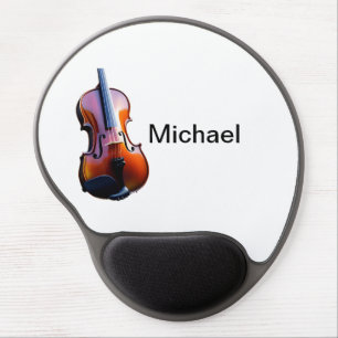 Add you name text brown violin music lover gel mouse pad