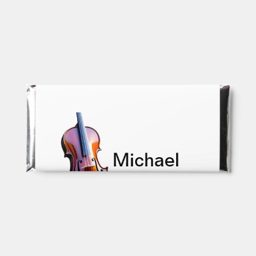 Add you name text brown violin music lover hershey bar favors