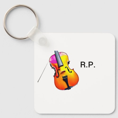 Add you name text brown violin music lover keychain