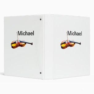 Add you name text brown violin music lover throw p 3 ring binder