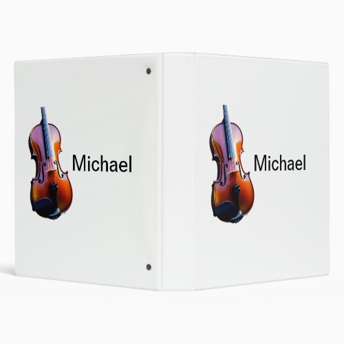 Add you name text brown violin music lover throw p 3 ring binder