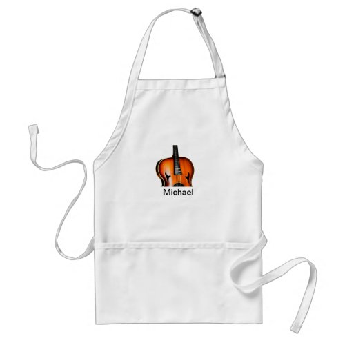 Add you name text brown violin music lover throw p adult apron