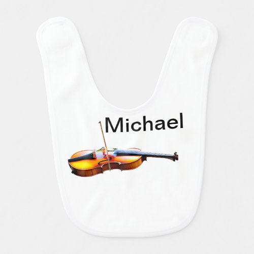 Add you name text brown violin music lover throw p baby bib