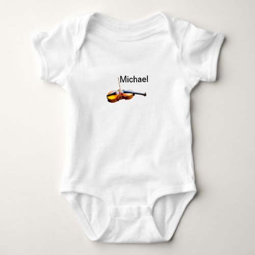 Add you name text brown violin music lover throw p baby bodysuit