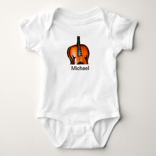Add you name text brown violin music lover throw p baby bodysuit