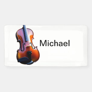 Add you name text brown violin music lover throw p banner