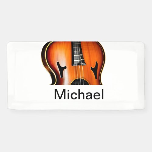 Add you name text brown violin music lover throw p banner