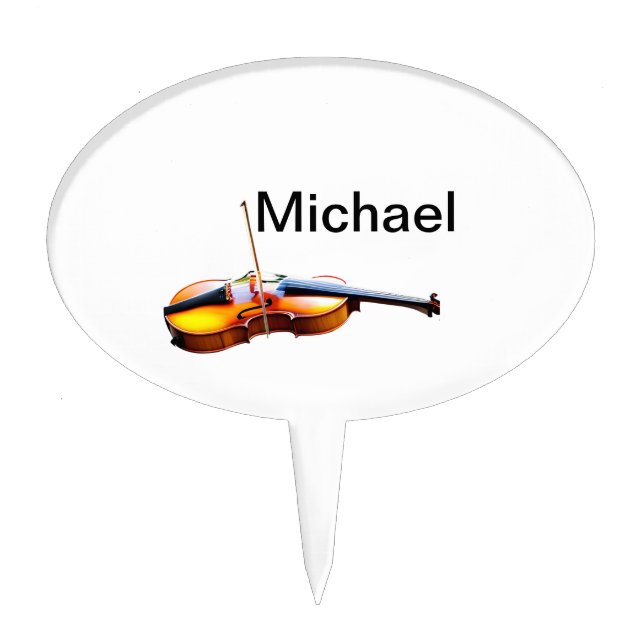 Add you name text brown violin music lover throw p cake topper (Front)