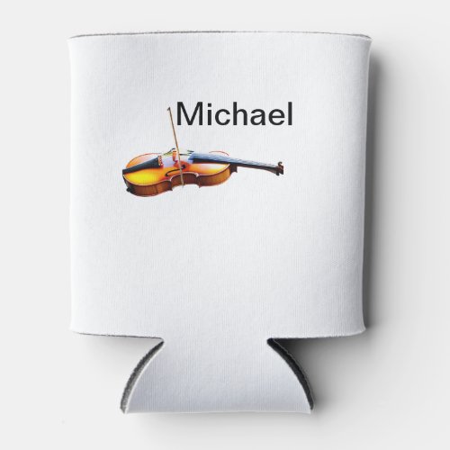 Add you name text brown violin music lover throw p can cooler