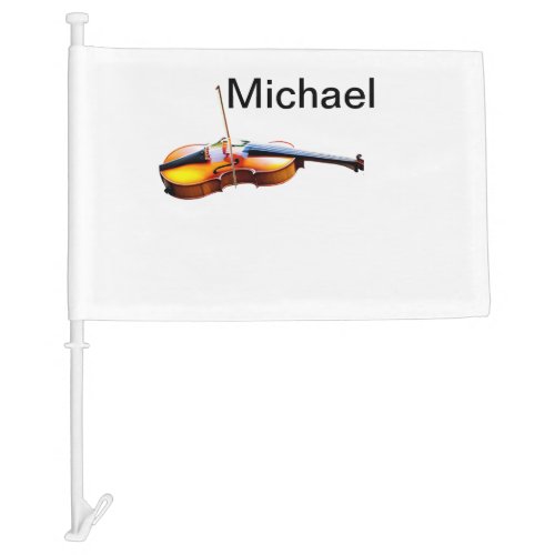 Add you name text brown violin music lover throw p car flag