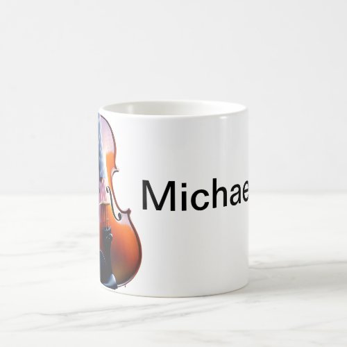 Add you name text brown violin music lover throw p coffee mug