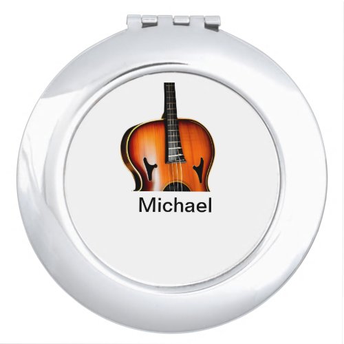 Add you name text brown violin music lover throw p compact mirror