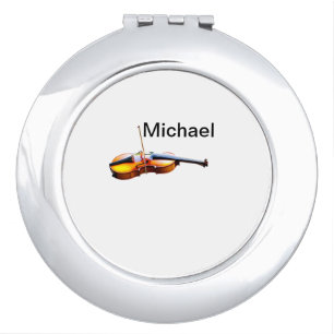 Add you name text brown violin music lover throw p compact mirror