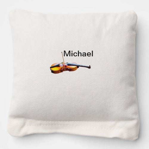 Add you name text brown violin music lover throw p cornhole bags