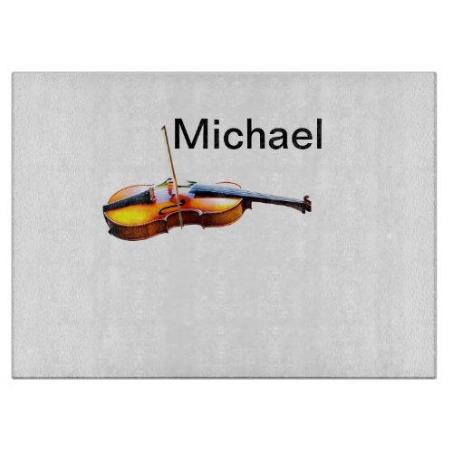 Add you name text brown violin music lover throw p cutting board