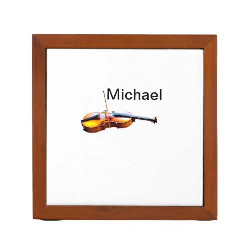 Add you name text brown violin music lover throw p desk organizer