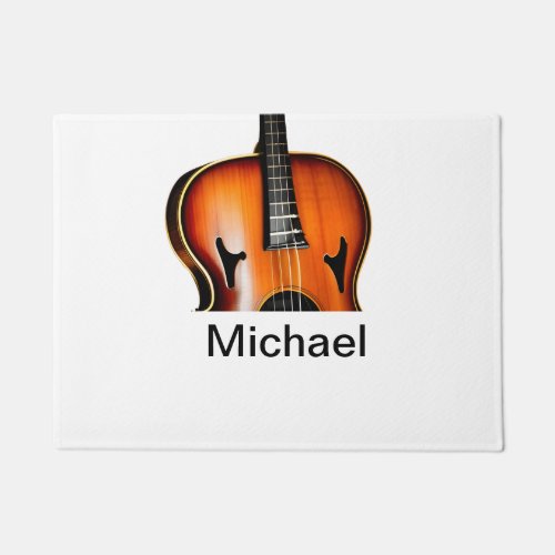 Add you name text brown violin music lover throw p doormat