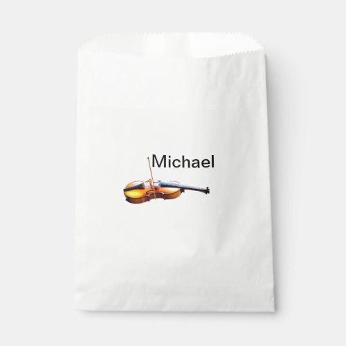 Add you name text brown violin music lover throw p favor bag