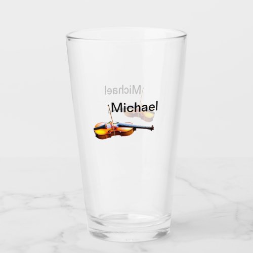 Add you name text brown violin music lover throw p glass