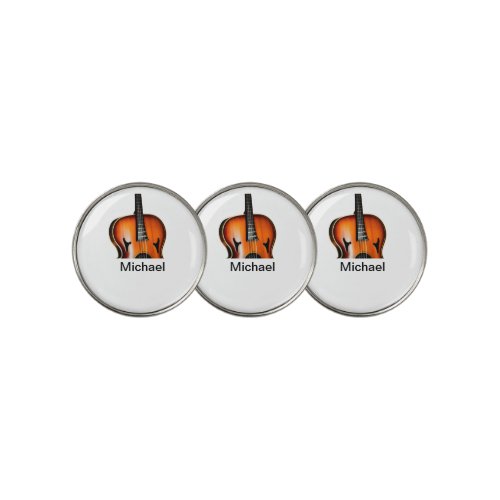 Add you name text brown violin music lover throw p golf ball marker