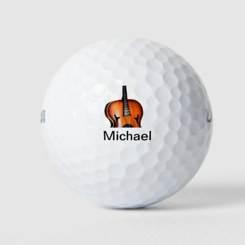Add you name text brown violin music lover throw p golf balls