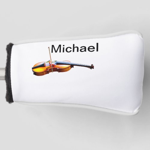 Add you name text brown violin music lover throw p golf head cover